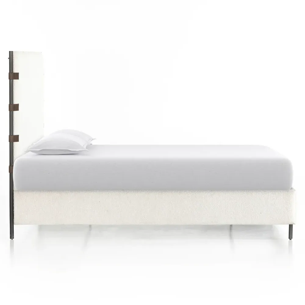Gerald King Size Bed Frame - Cream, Boucle