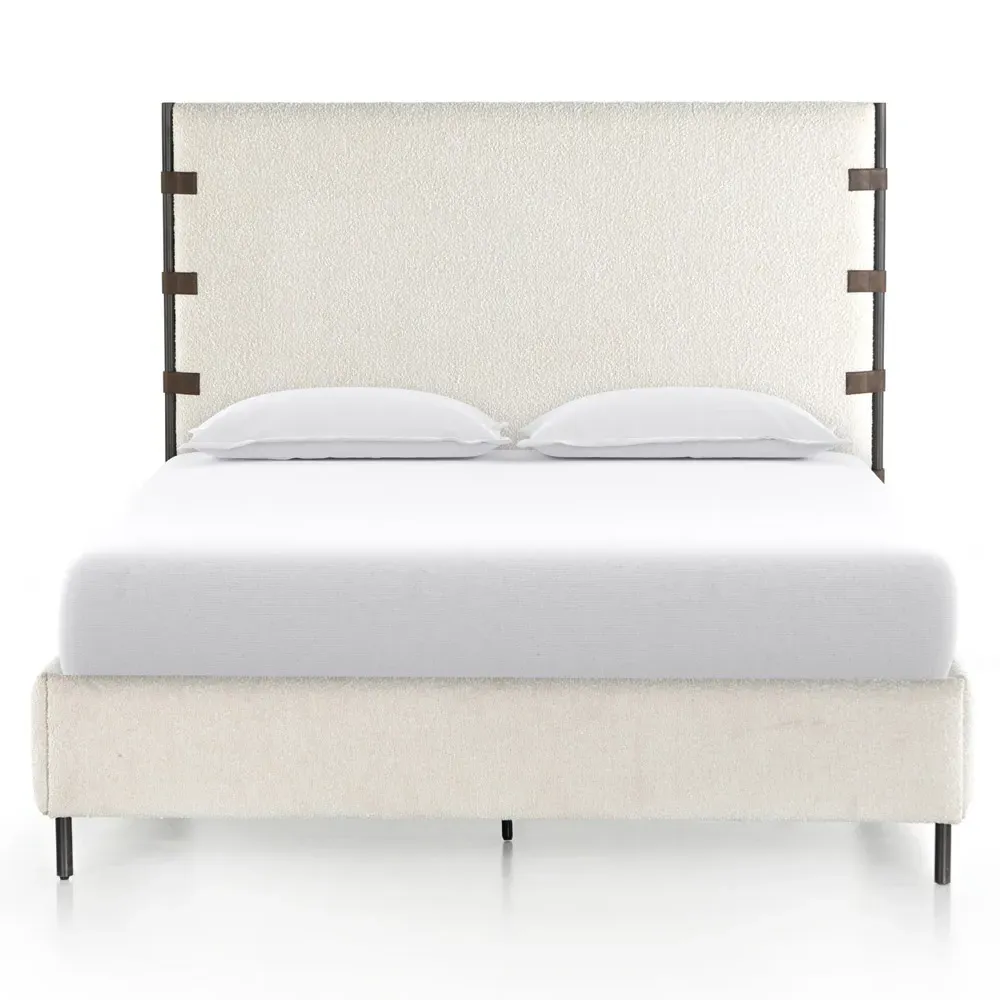 Gerald King Size Bed Frame - Cream, Boucle