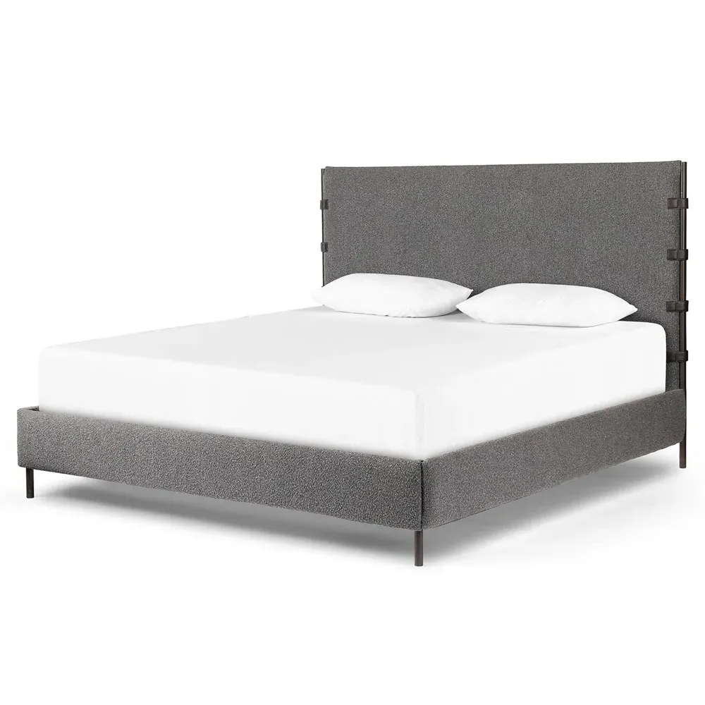 Gerald King Size Bed Frame - Grey, Boucle