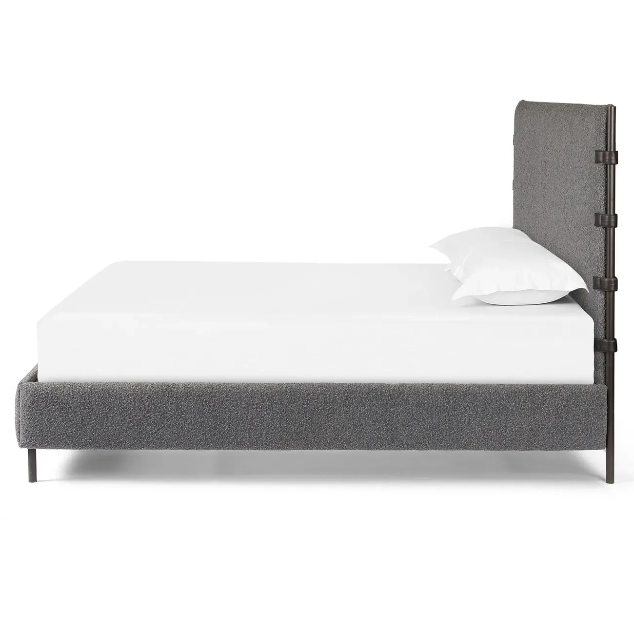 Gerald King Size Bed Frame - Grey, Boucle
