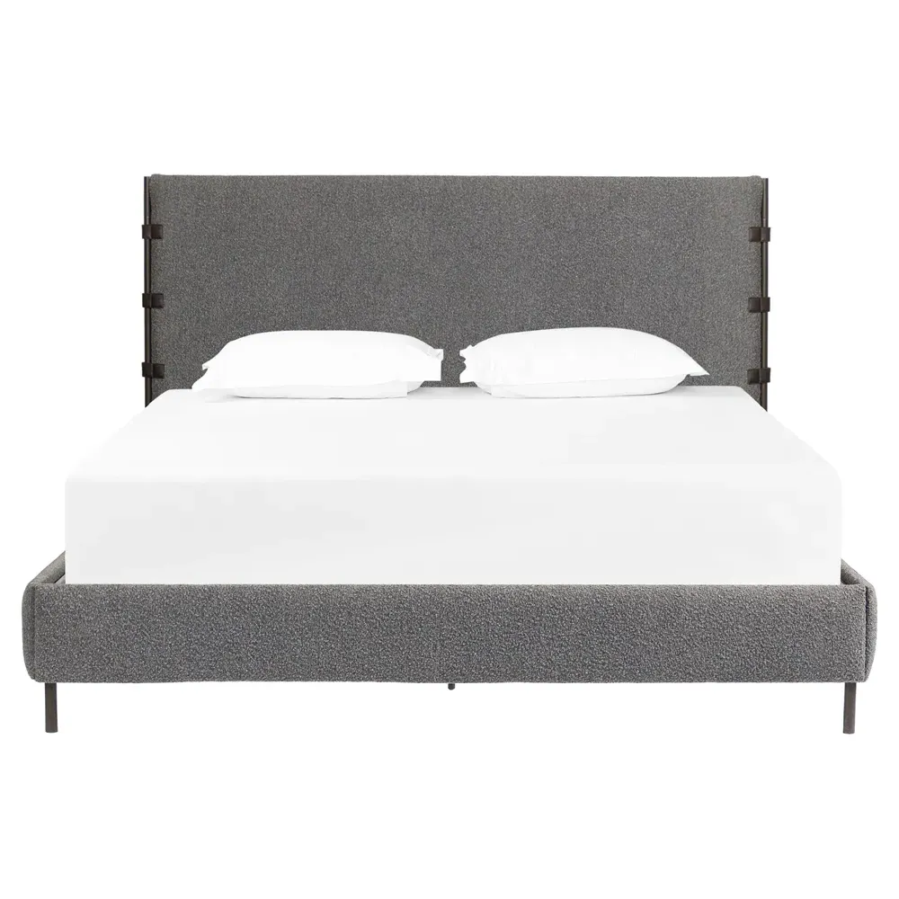Gerald King Size Bed Frame - Grey, Boucle