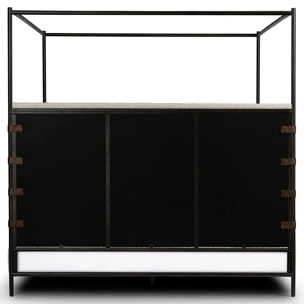 Gerald King Size Canopy Bed - Cream, Boucle