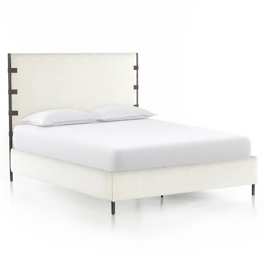 Gerald Queen Size Bed Frame - Cream, Boucle