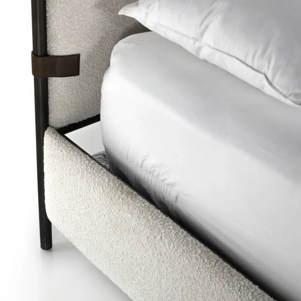 Gerald Queen Size Bed Frame - Cream, Boucle