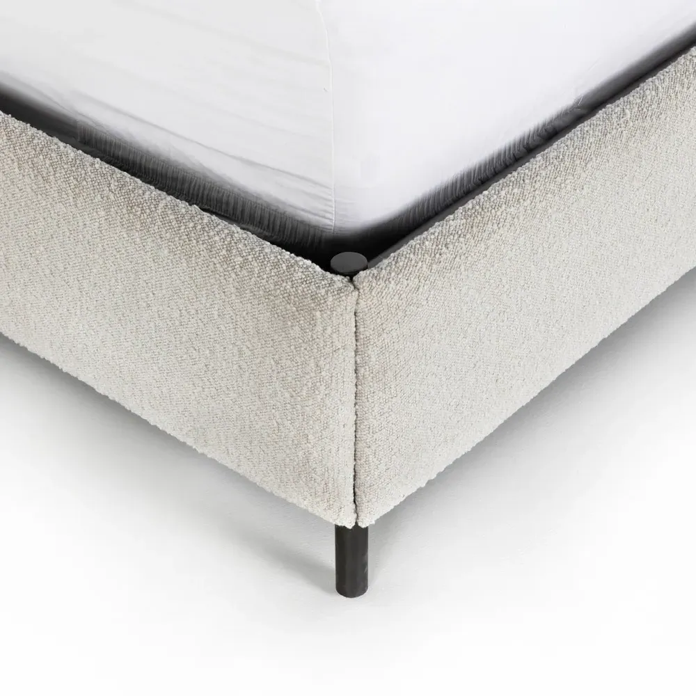 Gerald Queen Size Bed Frame - Cream, Boucle