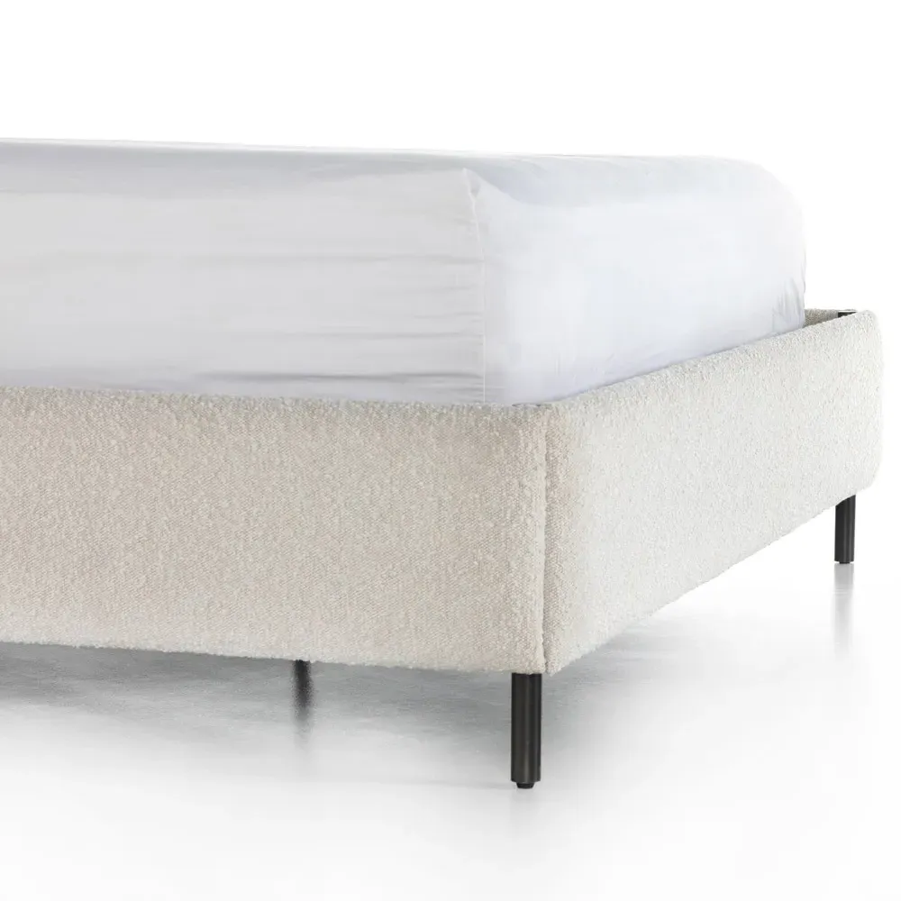 Gerald Queen Size Bed Frame - Cream, Boucle