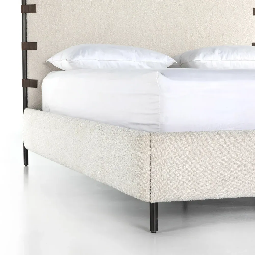 Gerald Queen Size Bed Frame - Cream, Boucle