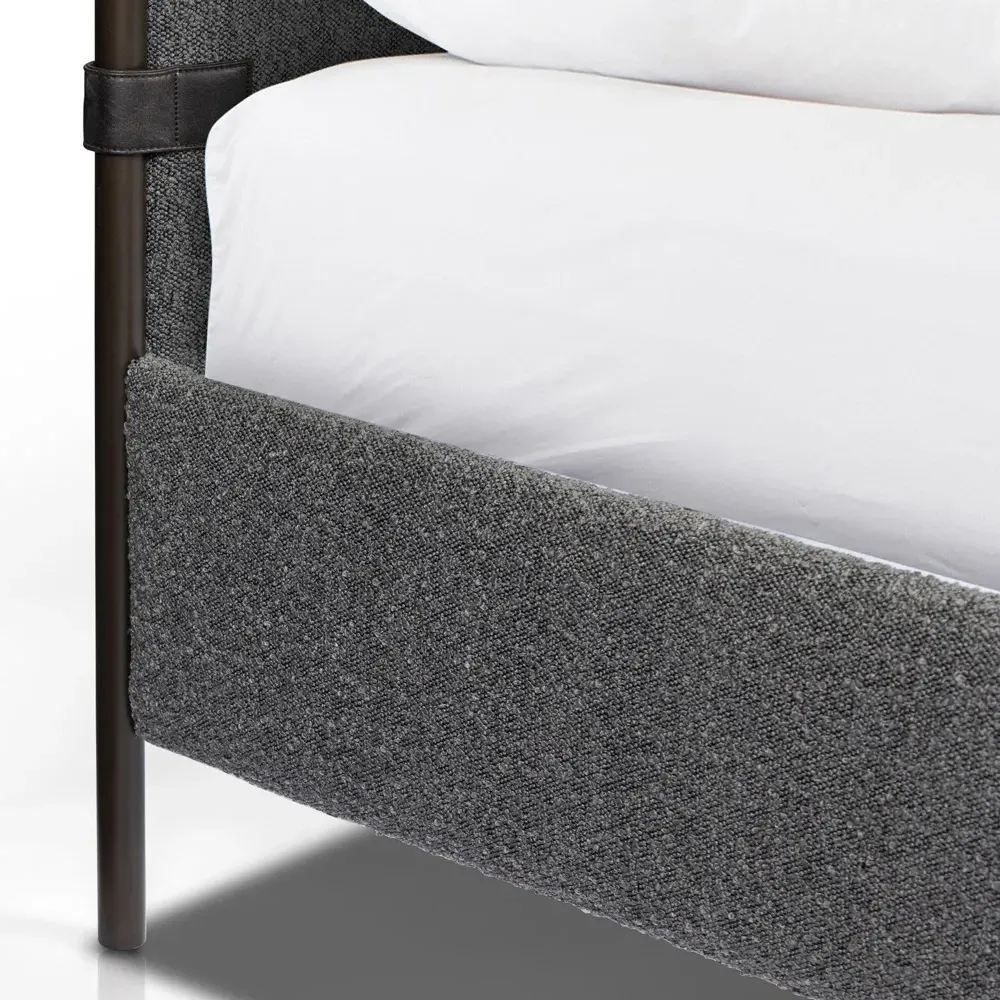 Gerald Queen Size Bed Frame - Grey, Boucle