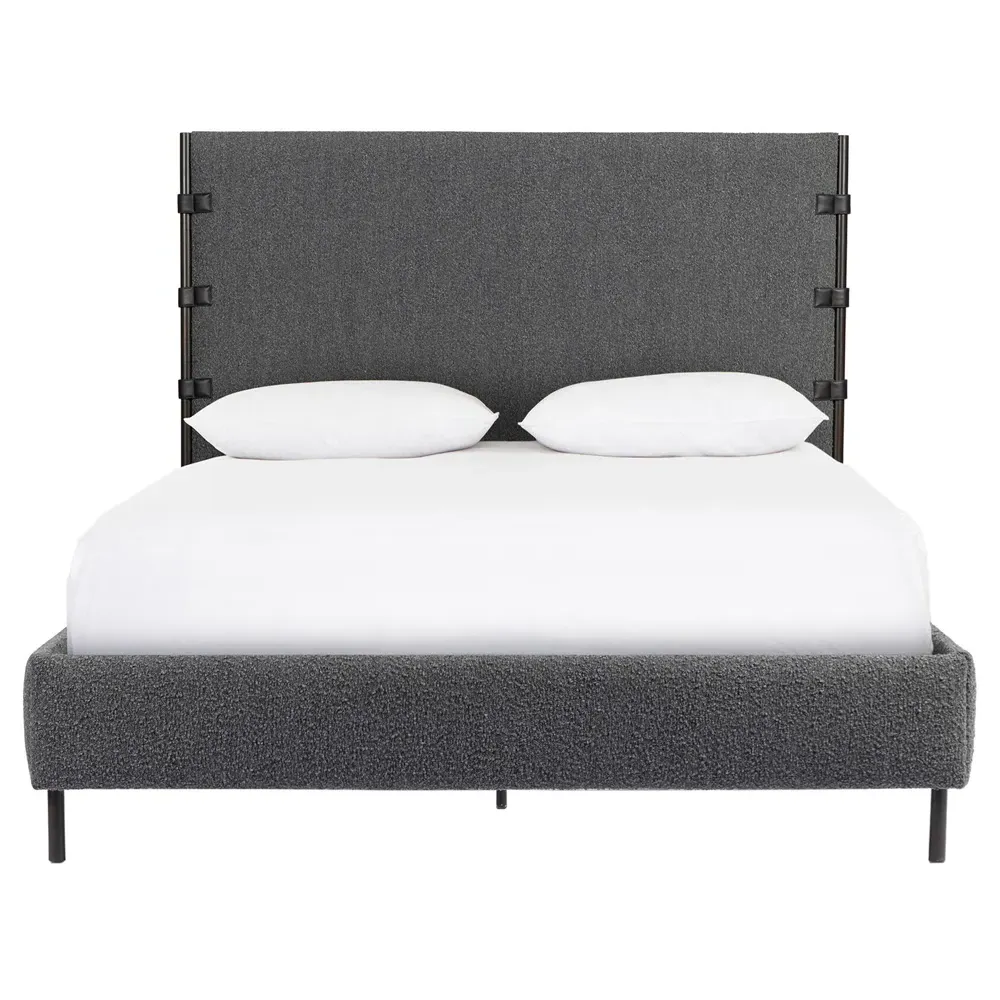 Gerald Queen Size Bed Frame - Grey, Boucle