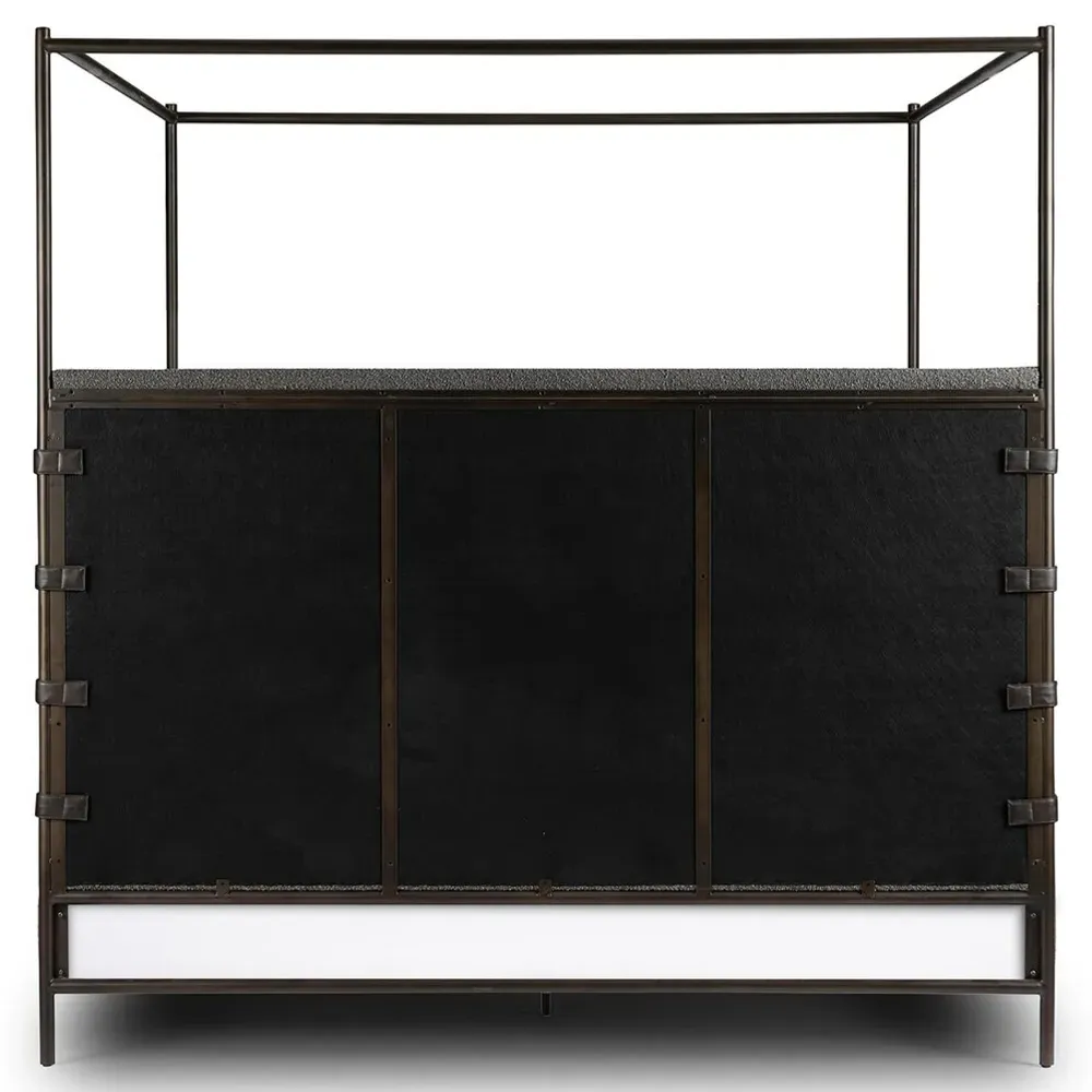 Gerald Queen Size Canopy Bed - Grey, Boucle