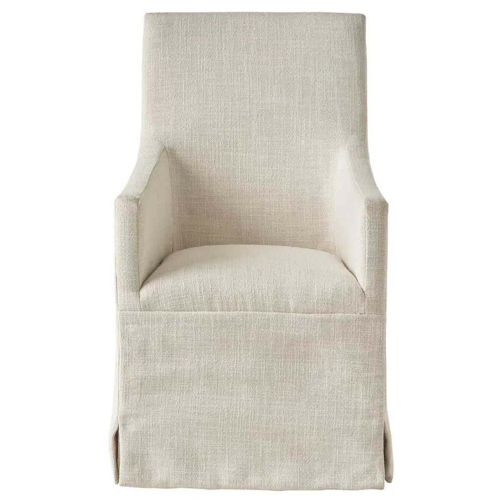 Gerald Slipcovered Dining Arm Chair - Beige, Oak image