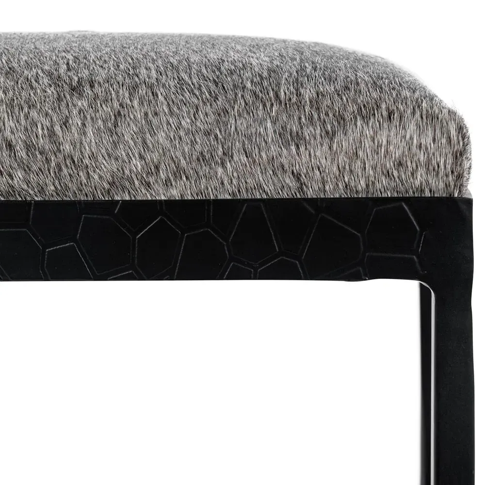 Geraldine Backless Counter Stool - Grey, Hair On Hide