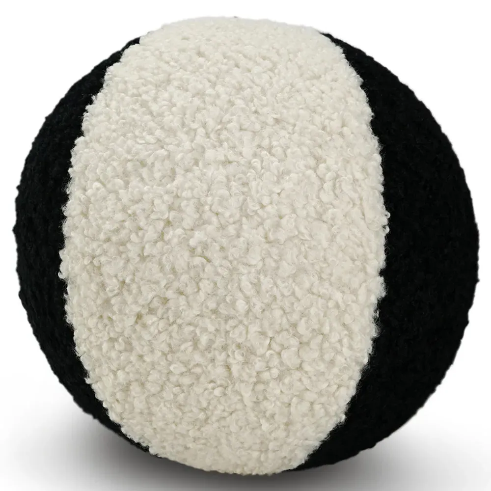 Gerry Round Throw Pillow - Black, Faux Fur