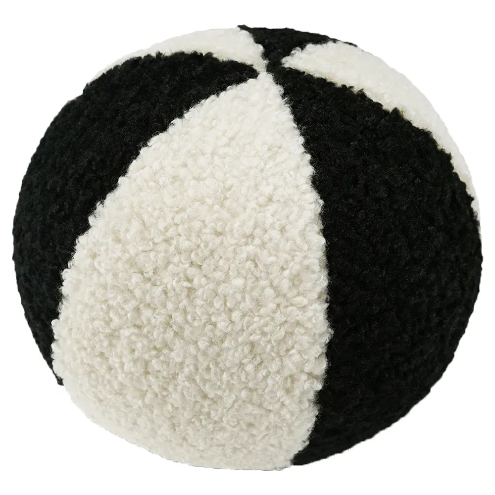 Gerry Round Throw Pillow - Black, Faux Fur image