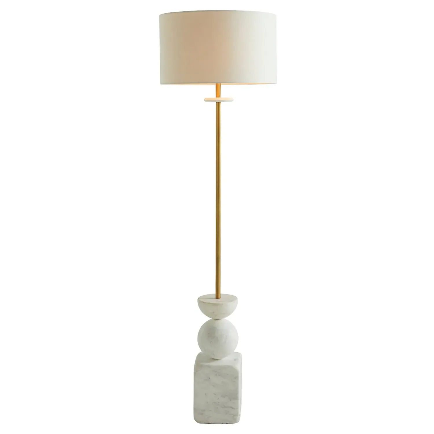 Gia Geometric Floor Lamp - White, Marble image