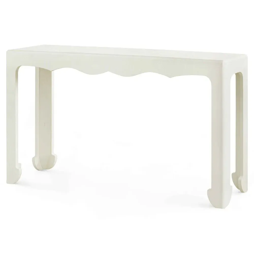 Gianna Rectangular Console Table - White, Grasscloth