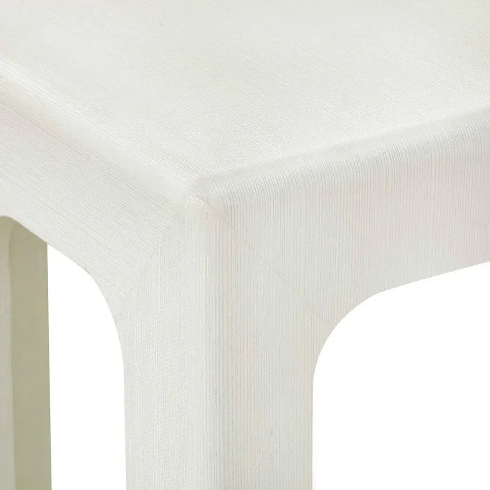 Gianna Rectangular Console Table - White, Grasscloth