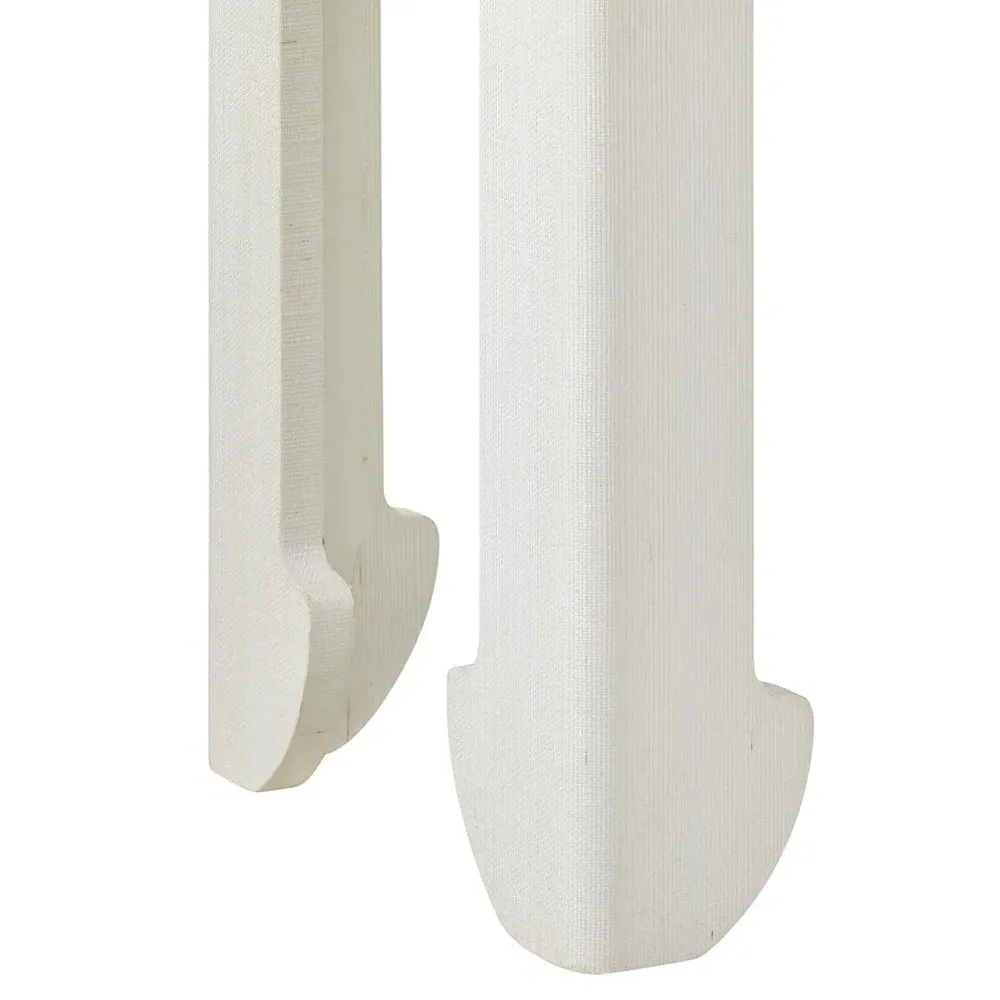Gianna Rectangular Console Table - White, Grasscloth