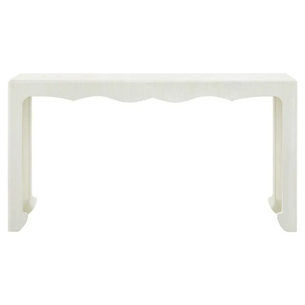 Gianna Rectangular Console Table - White, Grasscloth image