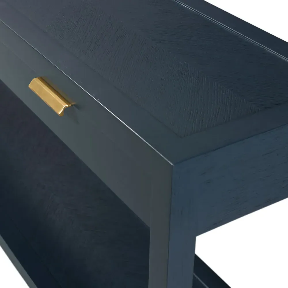 Gibson Rectangular Console Table - Navy Blue, Oak
