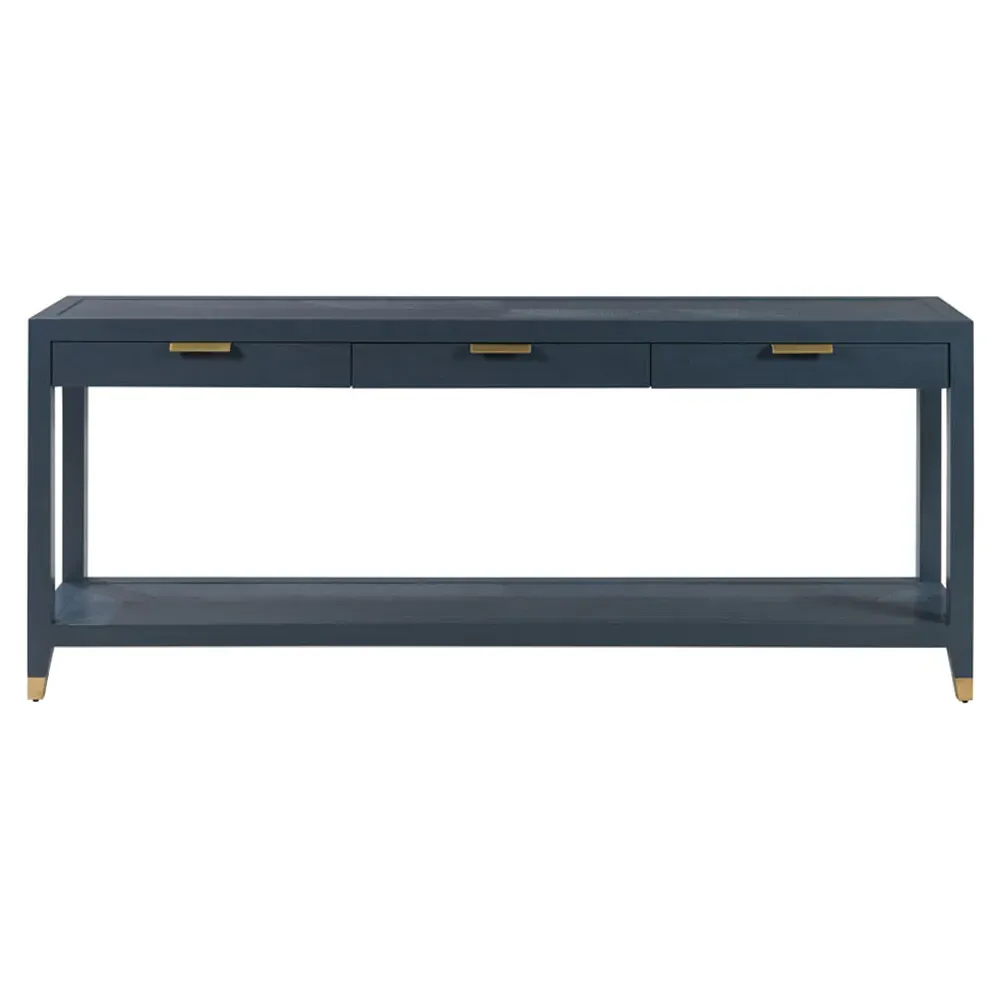 Gibson Rectangular Console Table - Navy Blue, Oak