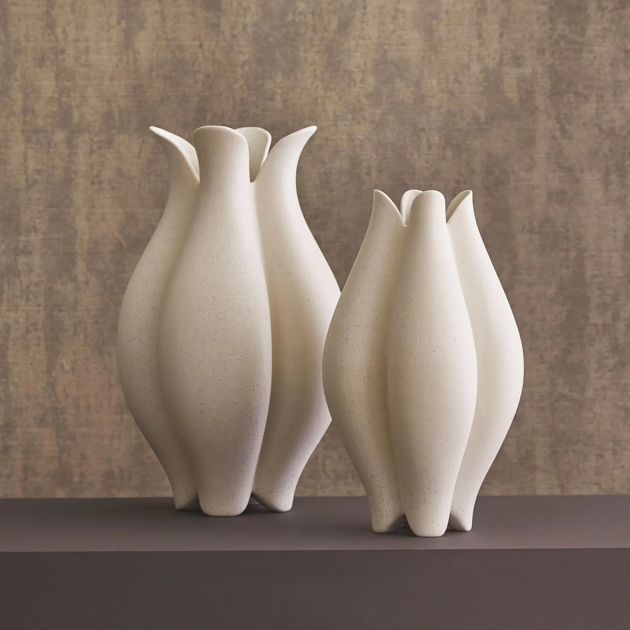 Gideon Large Floral Decorative Vase - White, Ceramic