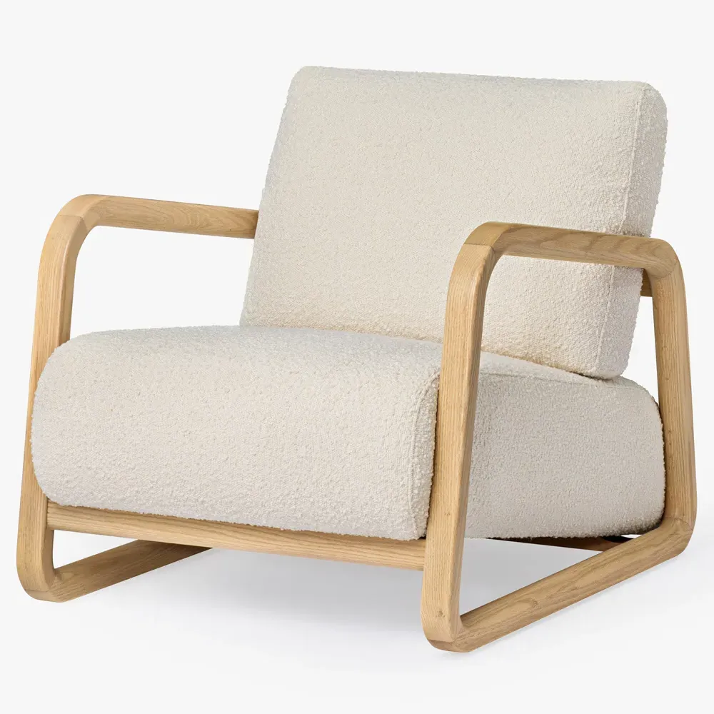 Ginevra Lounge Chair - Cream, Oak Wood