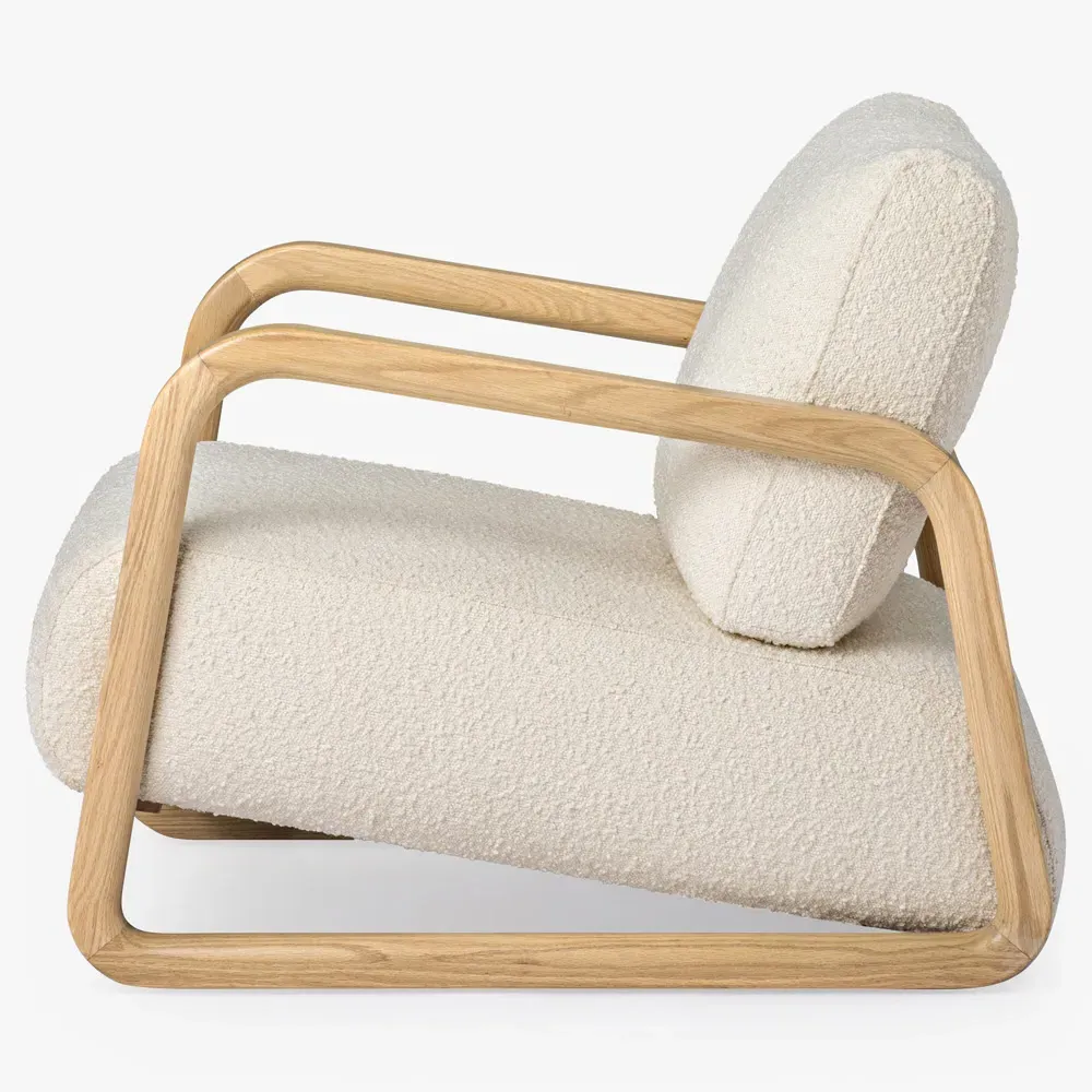 Ginevra Lounge Chair - Cream, Oak Wood