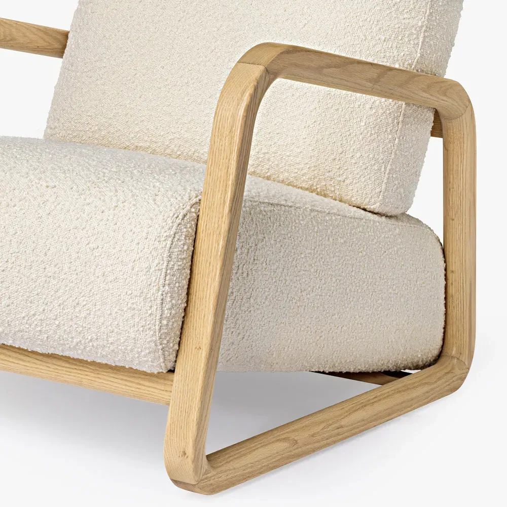 Ginevra Lounge Chair - Cream, Oak Wood