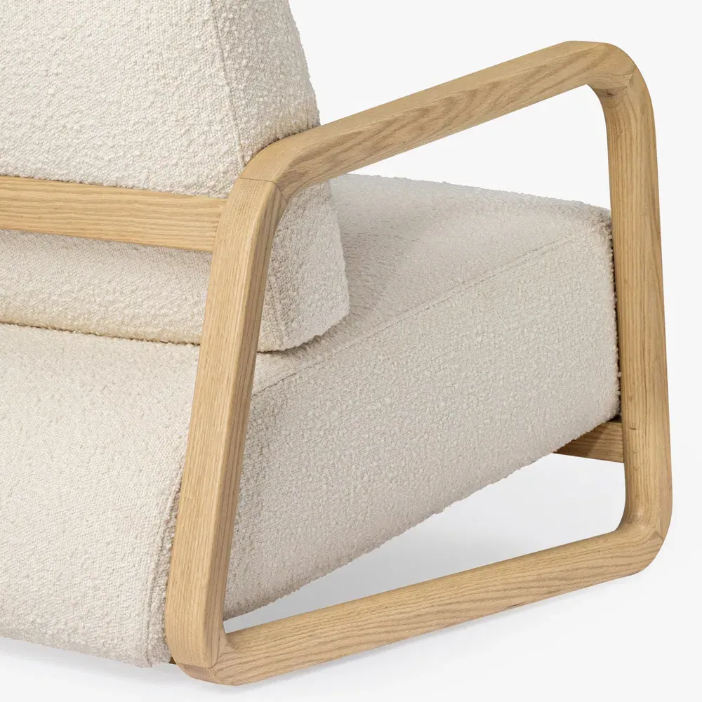 Ginevra Lounge Chair - Cream, Oak Wood