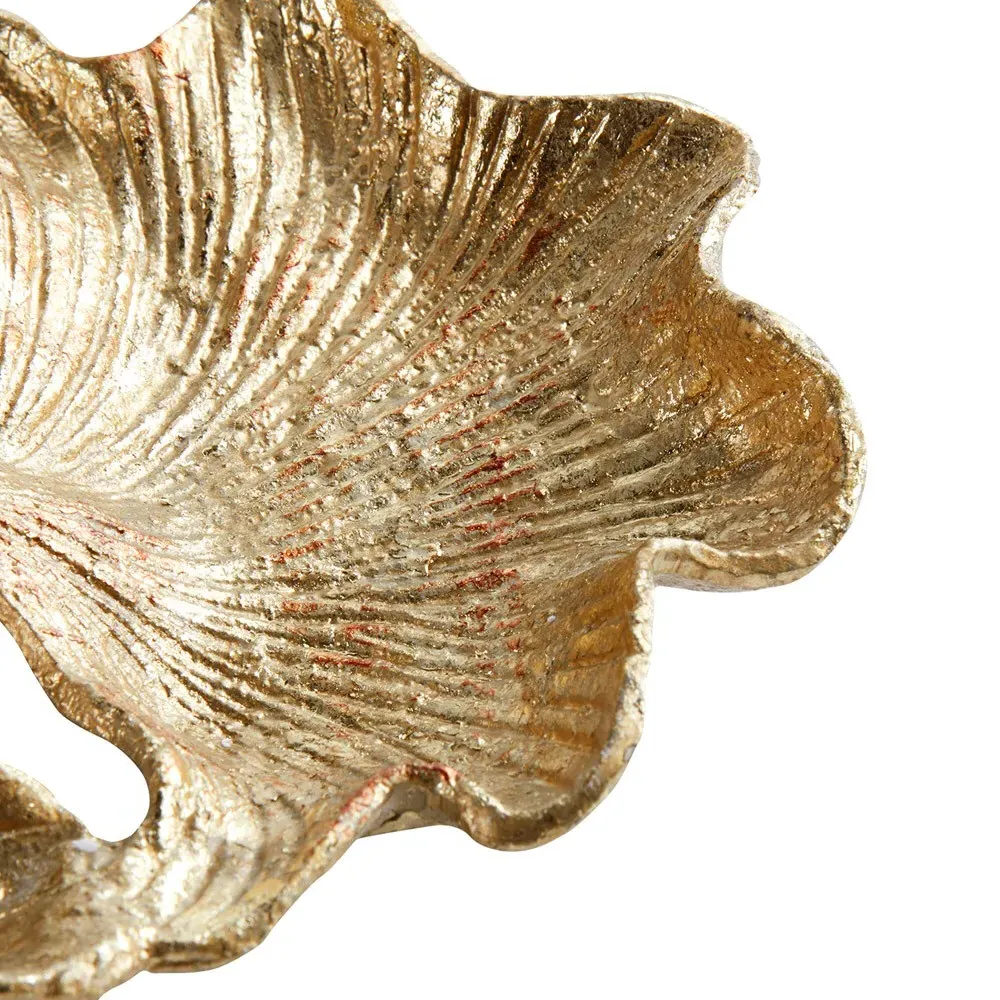 Ginko Round Decorative Bowl - Gold, Metal