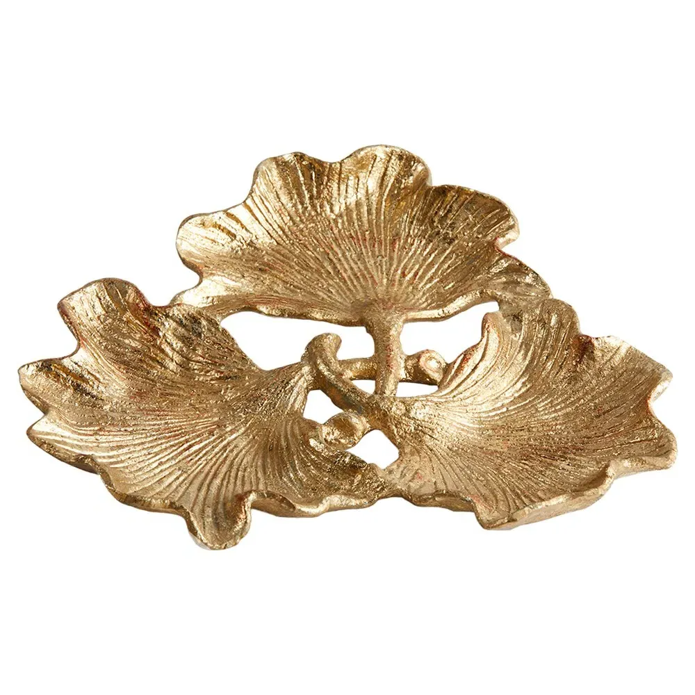 Ginko Round Decorative Bowl - Gold, Metal image