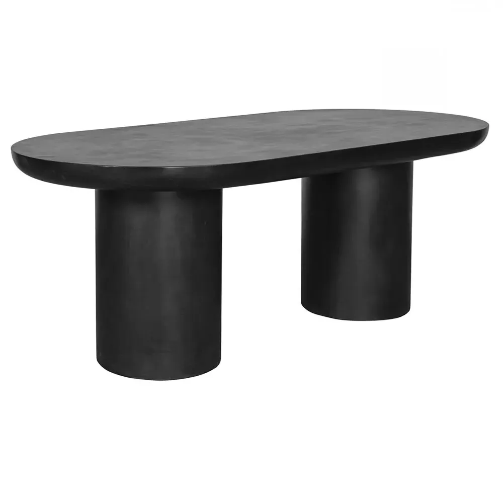 Gino Double Pedestal Outdoor Dining Table - Black, Concrete