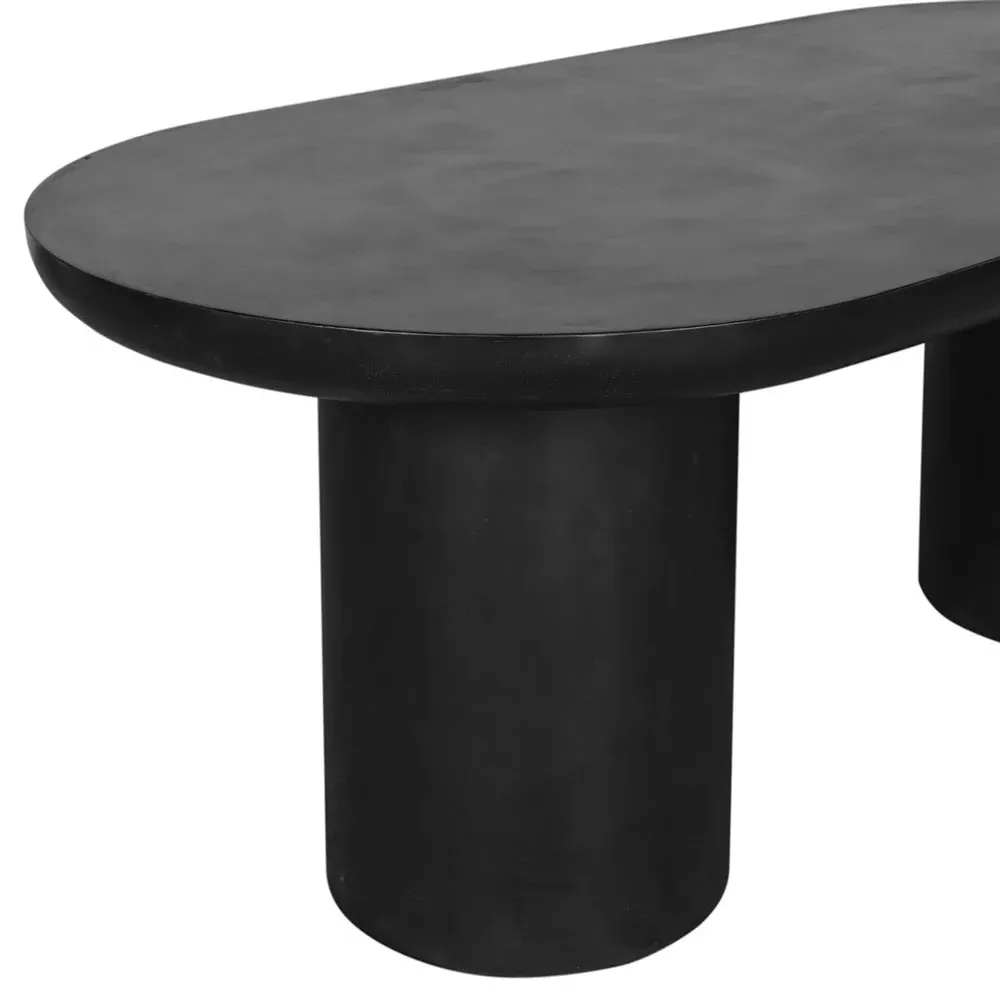 Gino Double Pedestal Outdoor Dining Table - Black, Concrete