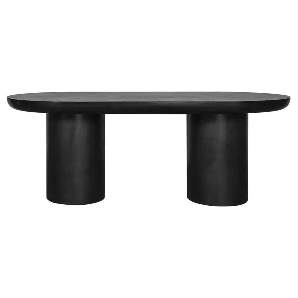 Gino Double Pedestal Outdoor Dining Table - Black, Concrete image