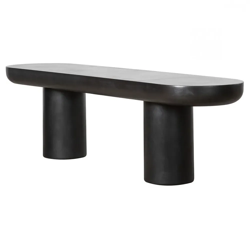 Gino Industrial Loft Outdoor Bench - Black, Concrete