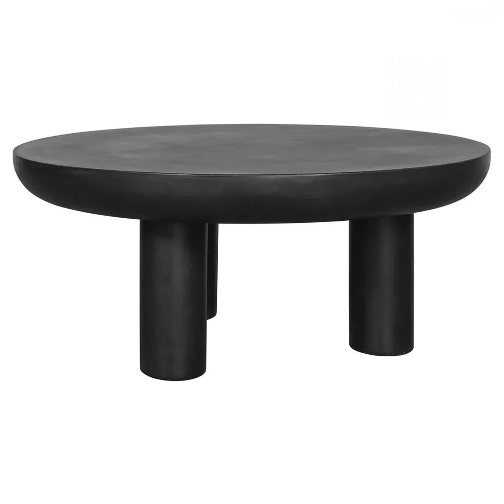 Gino Industrial Loft Round Outdoor Coffee Table - Black, Concrete
