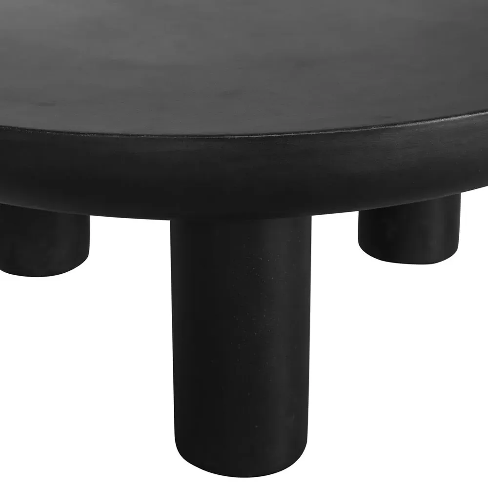Gino Industrial Loft Round Outdoor Coffee Table - Black, Concrete