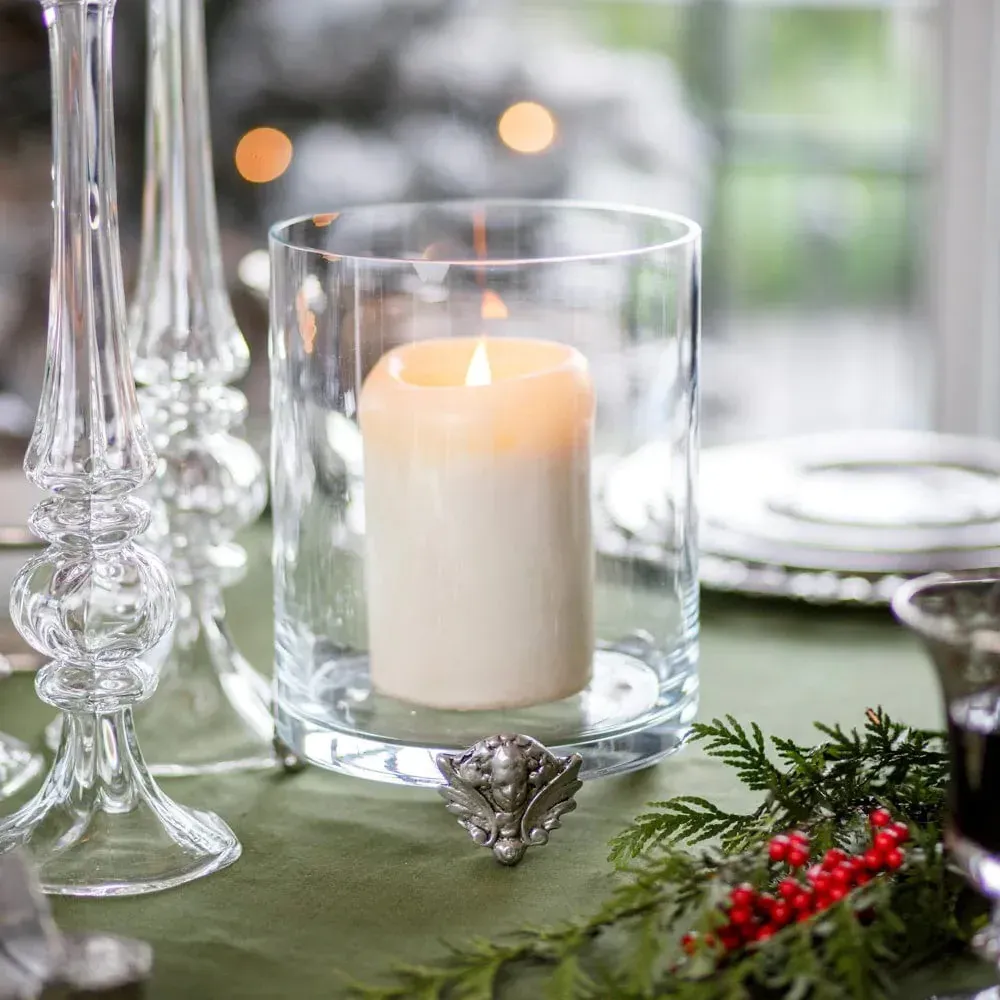 Giovanna French Country Footed Hurricane Candleholder - Clear