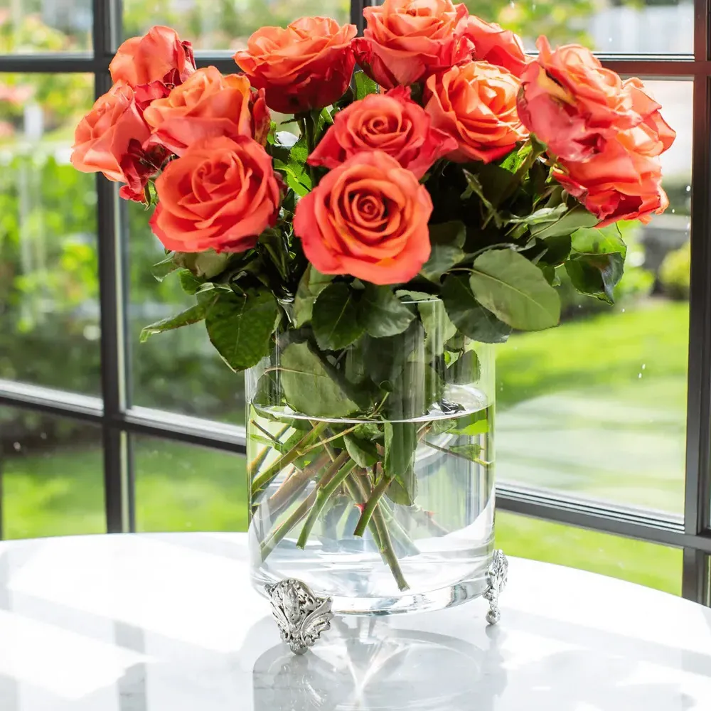 Giovanna French Country Footed Hurricane Candleholder - Clear