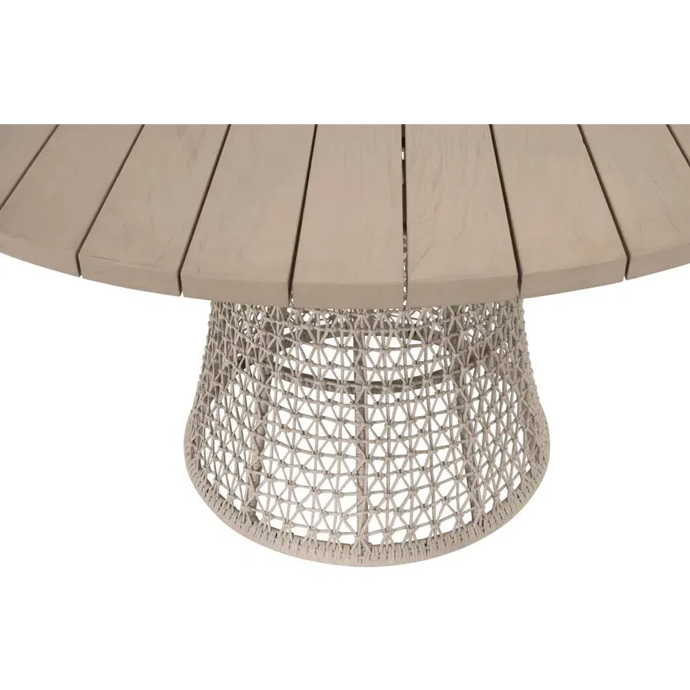 Gisella Round Outdoor Dining Table - Beige, Teak