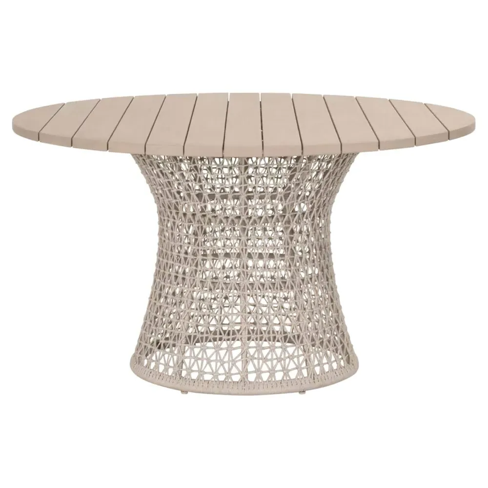 Gisella Round Outdoor Dining Table - Beige, Teak