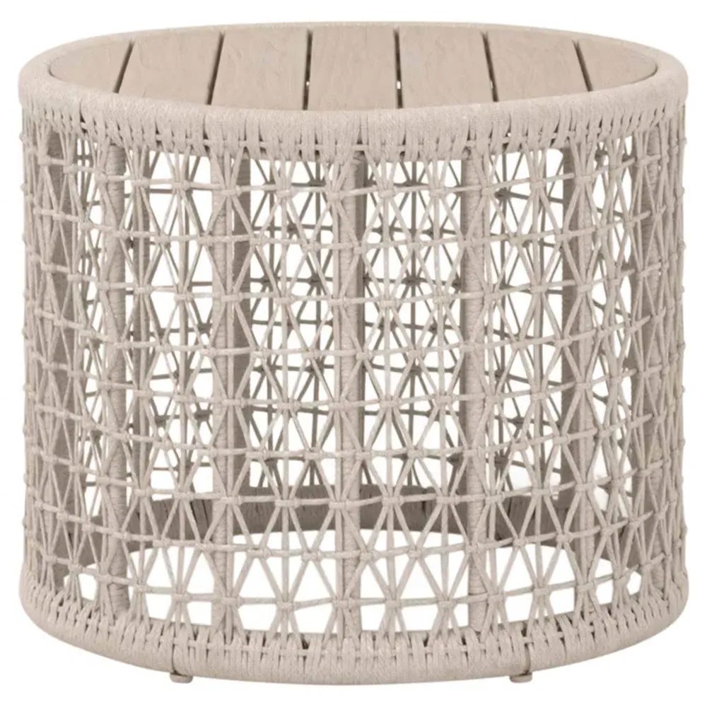 Gisella Round Outdoor End Table - Beige, Teak