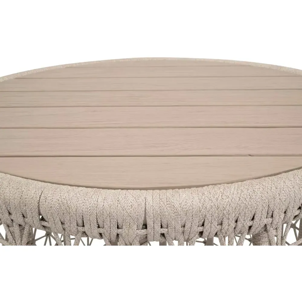 Gisella Round Outdoor End Table - Beige, Teak