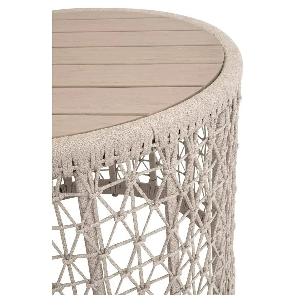 Gisella Round Outdoor End Table - Beige, Teak