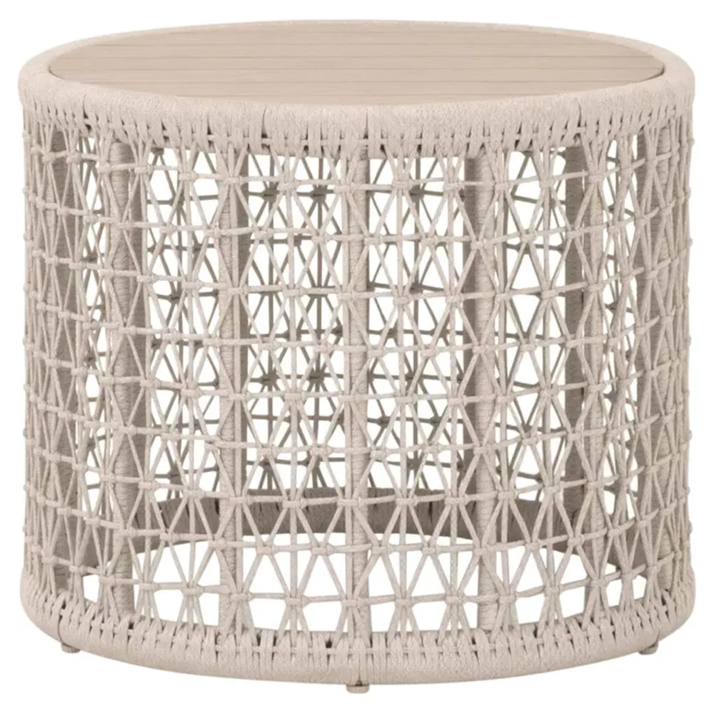 Gisella Round Outdoor End Table - Beige, Teak image