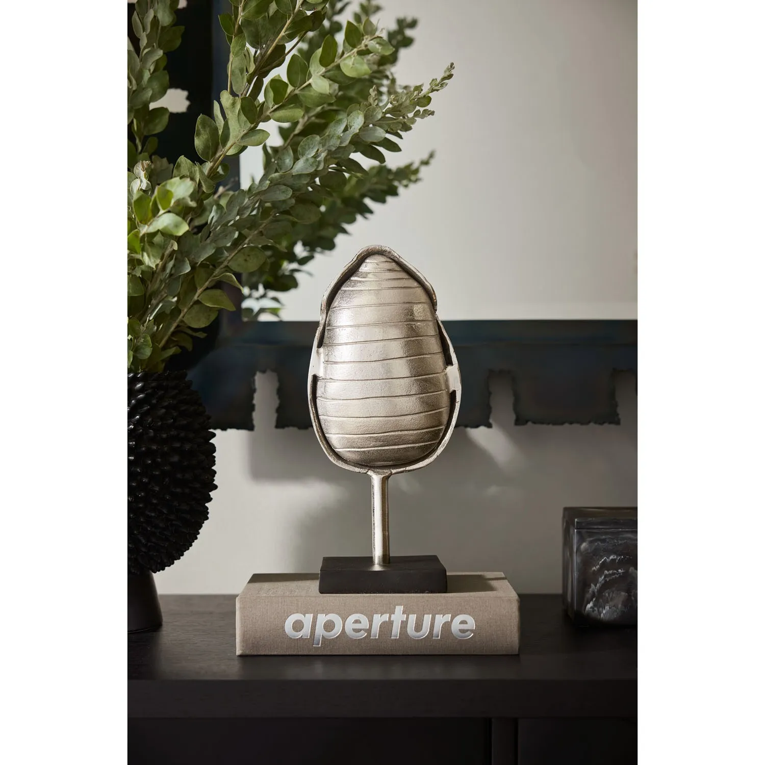 Gita Silver Brass Beetle Sculpture - Grey, Brass