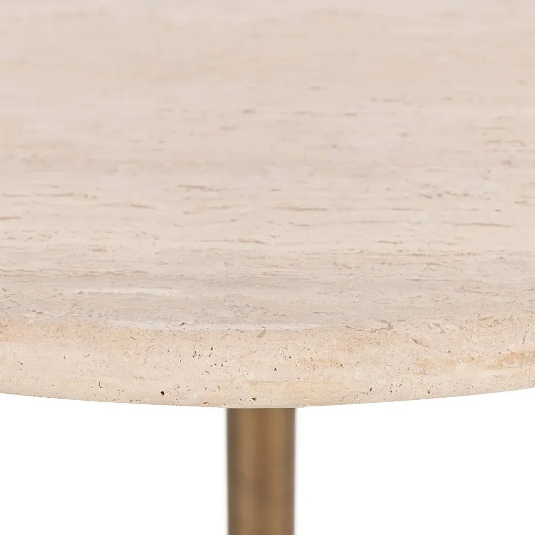 Giuliana Round Bistro Dining Table - Beige, Travertine