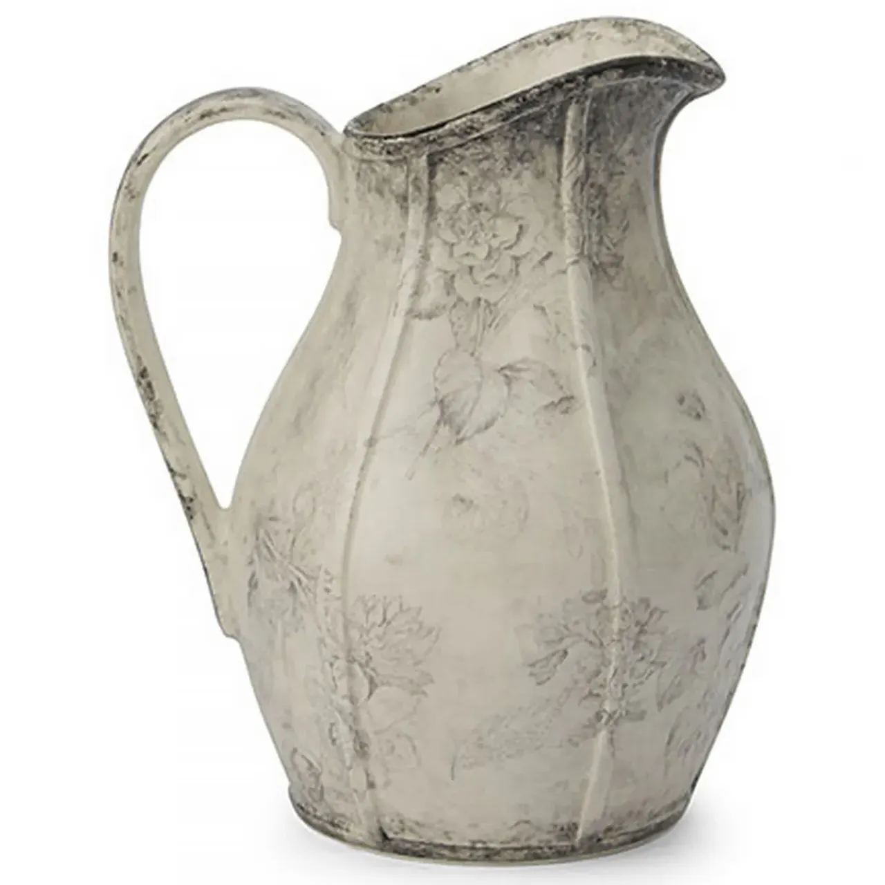 Giulietta Floral Ceramic Pitcher - Cream, Italian Ceramic