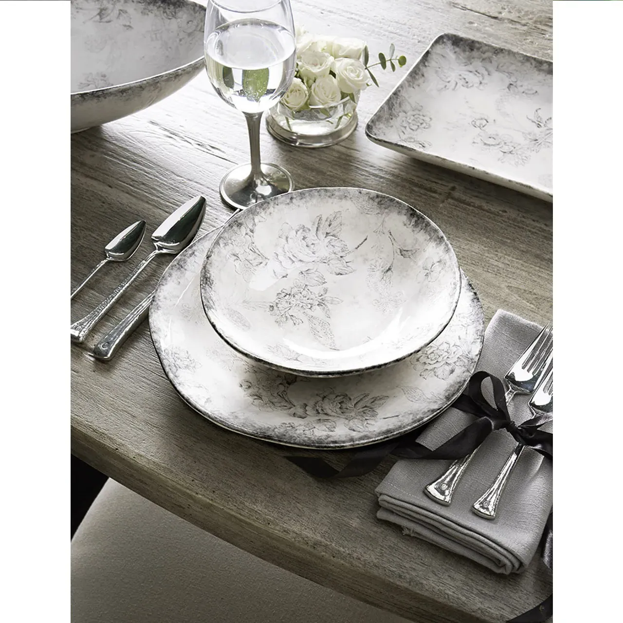 Giulietta Floral Ceramic Soup Bowl - Cream, Italian Ceramic